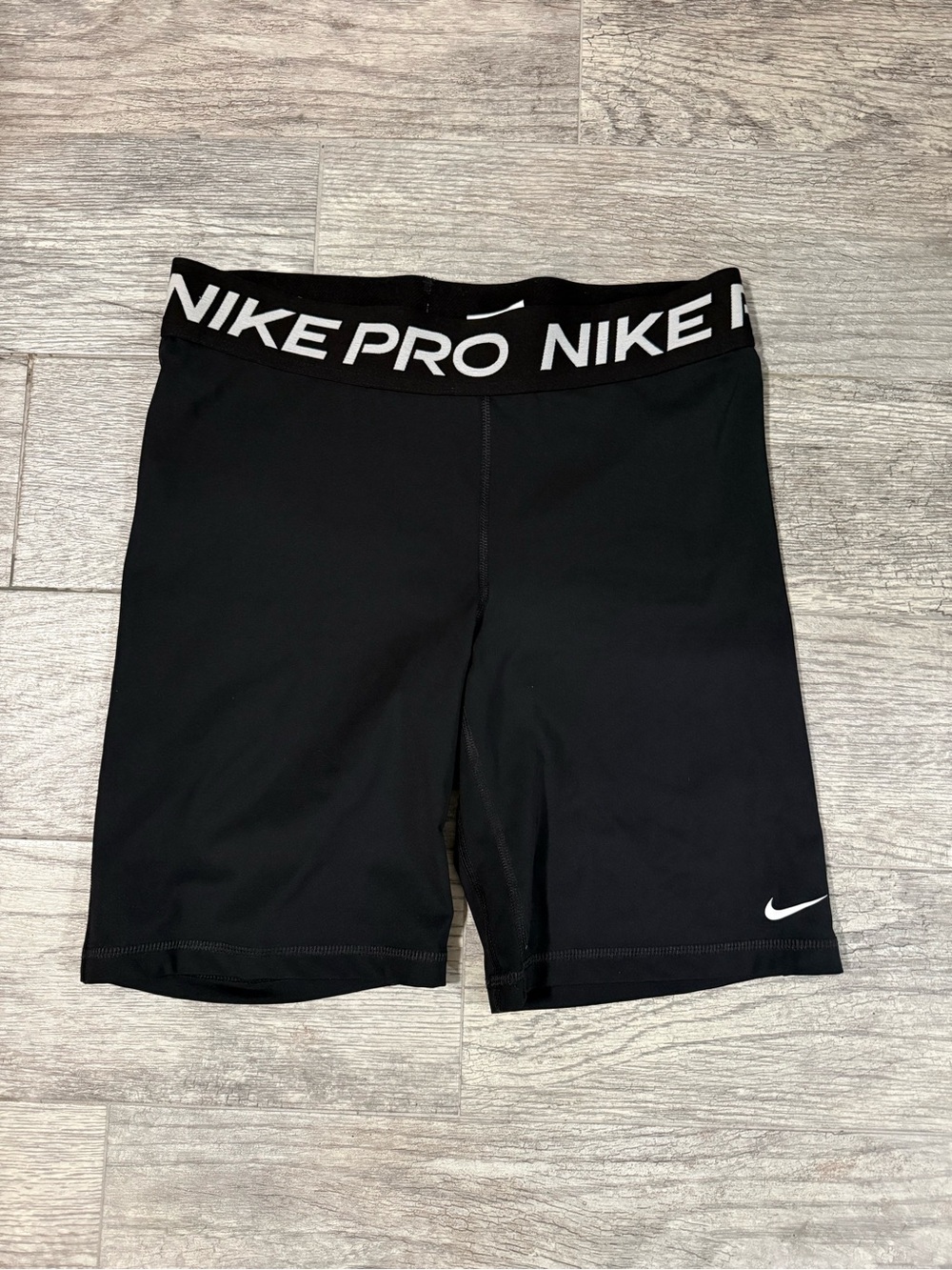 Nike Black Pro Women's Compression Bike Shorts with White Swoosh
